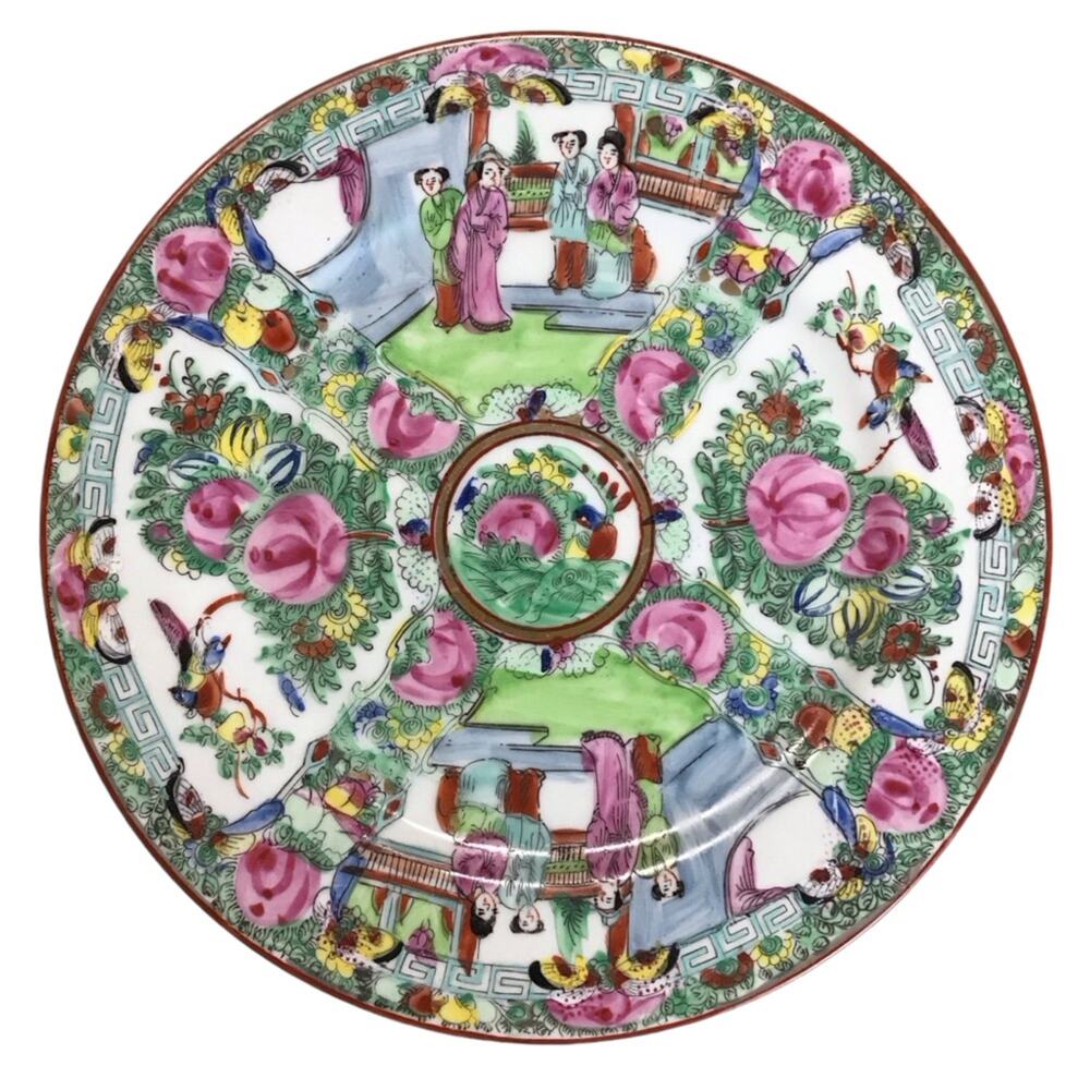 Antique 1950s 50s Chinese Famille Rose Japenese Porcelain Decorative Decor Plate